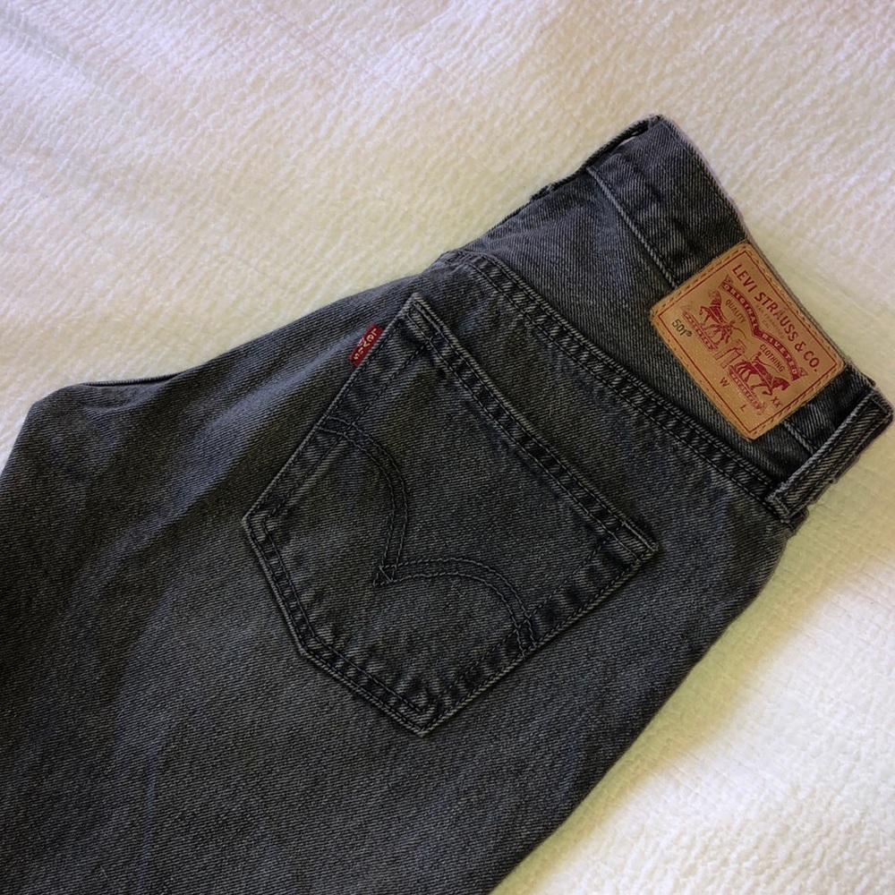 Levi’s, size 26, straight leg gray jeans.